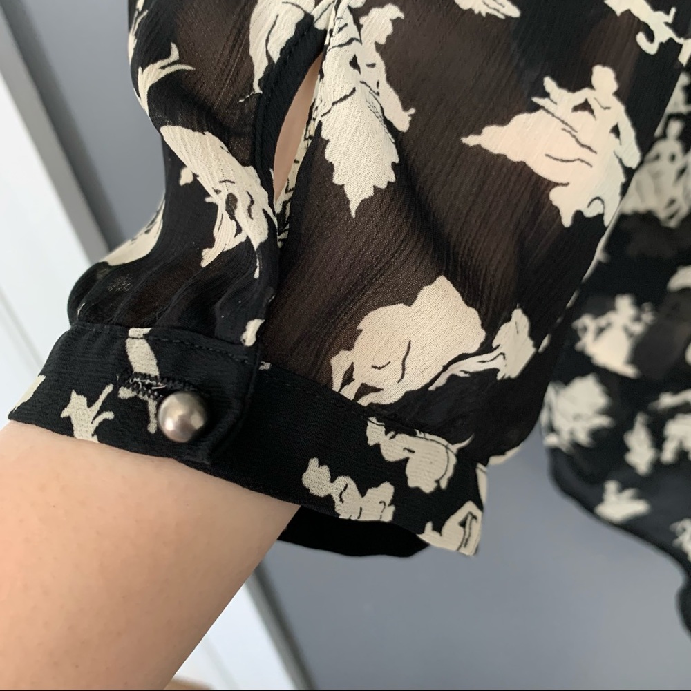 HD in Paris Blouse from Anthropologie | Size 4 | Black and Tan - Picture 4 of 8